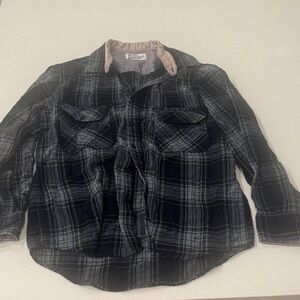 Sears Men's Navy Plaid Button Down Shirt
